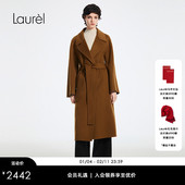 绵羊毛 Laurel劳芮新款 经典 宽松落肩长款 大衣LWD364D02000