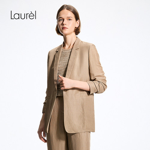 【19MM丝麻乔其】Laurel劳芮26夏新款直身七分袖西装LWL372T04400