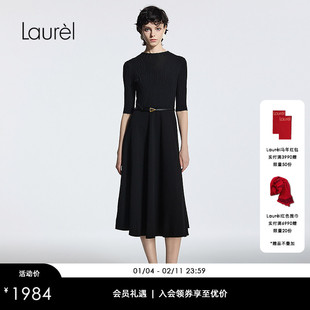 【粘纤】Laurel劳芮新款法式浪漫针织连衣裙女LWD366Y10100
