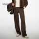 LWL364K019 Laurel劳芮琥珀棕微阔腿直身西裤 朱珠同款 牦牛绒