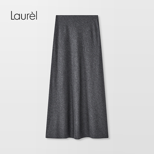 高腰A字半裙LWD366Q00200 Laurel劳芮新款 绵羊毛
