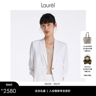 Laurel劳芮春夏法式 截短西服外套女LWL342T00800 气质五分袖