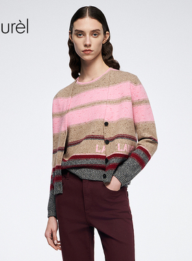 【云朵羊绒花纱】Laurel劳芮新款条纹针织开衫LWL364M08000