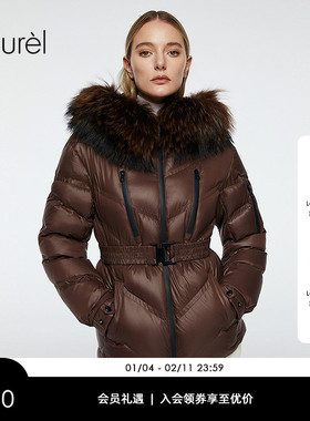 【白鹅绒】Laurel劳芮新款保暖毛领连帽羽绒服LWD364L02900