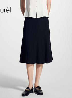 Laurel劳芮25春秋新款缎感波浪散摆高智精英半裙女LWD351Q02400