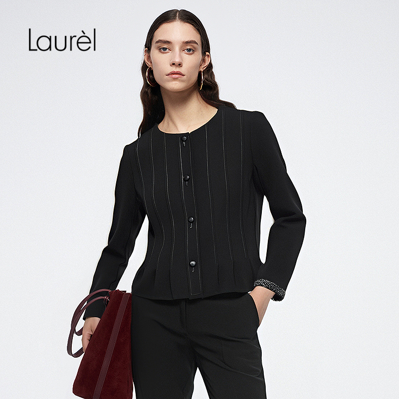 【日本进口三醋酸】Laurel劳芮25秋新款德韵钉珠外套LWL363W00600