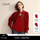 Laurel劳芮26春新款 羊毛羊绒 石榴红无领直身大衣LWL371D00100