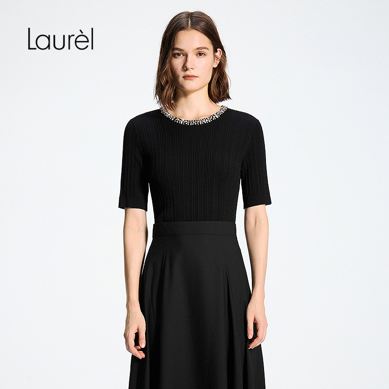 【粘纤】Laurel劳芮26春新款肌理钉珠黏胶混纺上衣LWD371M00800