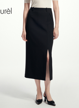 Laurel劳芮新款直筒开叉长款西装裙女LWD361Q01800
