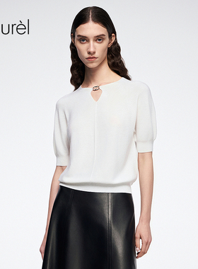 【超细羊毛料】Laurel劳芮新款三分袖针织衫女LWL363M02400