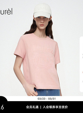 【长绒棉】Laurel劳芮新款圆领立体压纹logoT恤LWD365Z00300