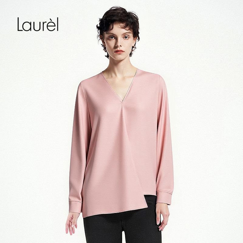 【三醋酯】Laurel劳芮25夏新款缎感帕斯蒂尔风衬衫女LWL351C06600