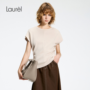 橡木灰捏褶上衣LWL371Z00600 Laurel劳芮26春新款 奶油空气层