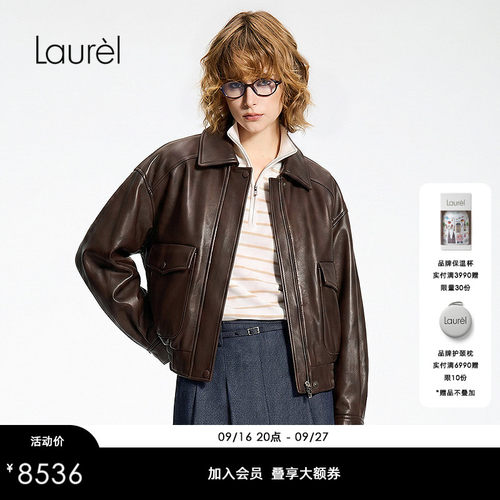 【羊皮革】Laurel劳芮新款复古工装短款皮衣LWD371X00400