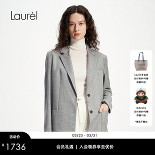 羊毛带排口宽松西装 Laurel劳芮春秋新款 女LWD346T05500 绵羊毛