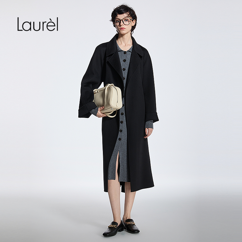 【山羊绒】Laurel劳芮25秋新款经典系带长款大衣LWD364D02100