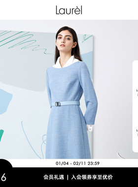 【轻薄绵羊毛】Laurel劳芮春秋航海收腰显瘦连衣裙LWD342Y08900