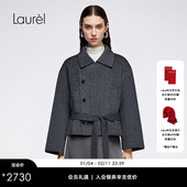 Laurel劳芮26春新款 高克重兔毛羊驼毛 假两件大衣LWD364D05500