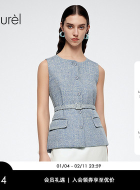 【长绒棉】Laurel劳芮新款复古小香风花呢马甲女LWD362B00600