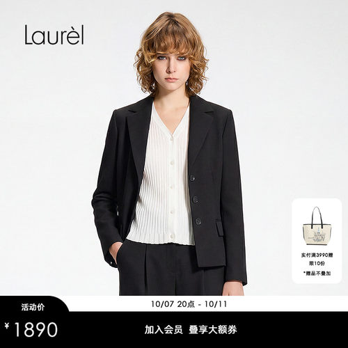 【绵羊毛】Laurel劳芮秋款单排扣短款羊毛针织西装LWD366T14000