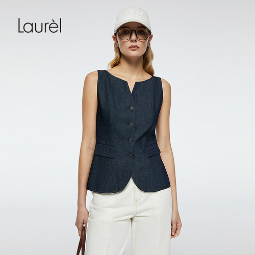 Laurel劳芮新款仿牛仔马甲高智感LWD363B00400