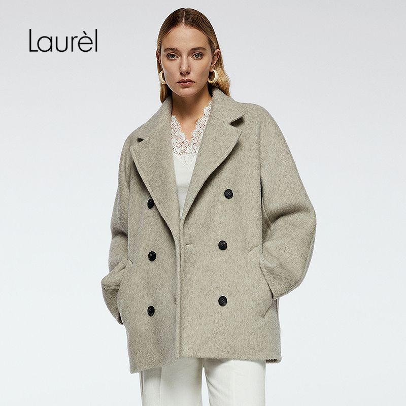 【绵羊毛】Laurel劳芮25秋新款宽松双排扣短大衣LWD363D01200