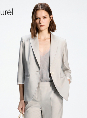 Laurel劳芮26春新款斜纹七分袖收腰西装LWD371T00900