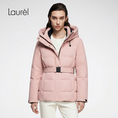 风收腰连帽羽绒服LWD354L203DX 工装 白鹅绒 Laurel劳芮新款