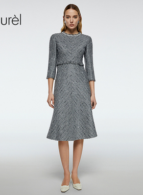 Laurel劳芮新款小香风七分袖修身连衣裙LWD363Y00600