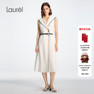 Laurel劳芮26春新款撞色收腰衬衫式连衣裙LWD371Y01900