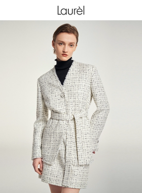 【轻薄绵羊毛】Laurel劳芮新航海格纹花呢小香外套女LWL343T07600