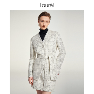 Laurel劳芮新航海格纹花呢小香外套女LWL343T07600 轻薄绵羊毛