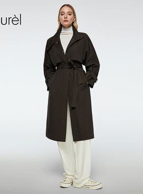 Laurel劳芮25秋新款气质柔光系带收腰风衣LWD363F00800