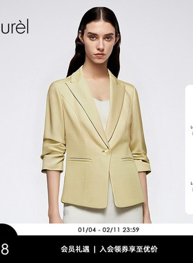 【醋酯纤维】Laurel劳芮新款七分袖褶皱收腰西装LWD366T07800