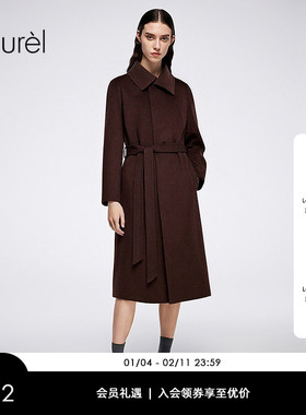 【绵羊毛】Laurel劳芮新款翻领系带直筒长款大衣LWD363D03800