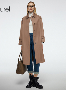 Laurel劳芮新款卡其色挺阔系带风衣女LWD363F00700