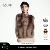 水貂皮草马甲LWL364R00900 Laurel劳芮新款 芬兰进口银狐毛