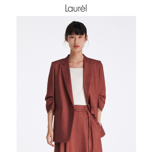 LAUREL休闲收褶七分袖西装