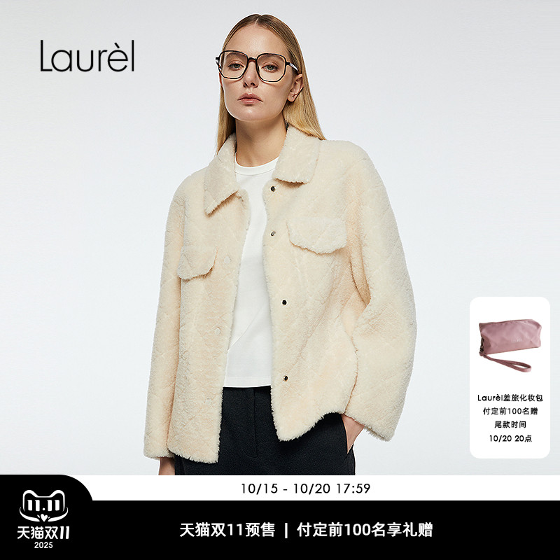 【绵羊毛】Laurel劳芮25秋新款皮毛一体衬衫式短夹克LWD363R00300