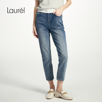 【长绒棉】Laurel劳芮新款做旧洗水修身牛仔裤女LWD361K02000