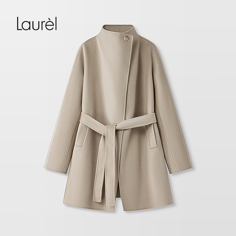 【绵羊毛】Laurel劳芮25秋新款立领系带中长款大衣LWD364D04800