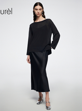 【双面丝光缎】Laurel劳芮新款曜石黑丝光两件套LWL363Y07600