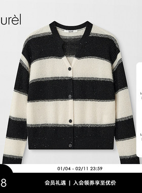 【山羊绒】Laurel劳芮新款条纹针织开衫LWD356M073DX