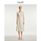 长绒棉 Laurel劳芮线迹艺术月桂花朵长裙连衣裙LWL352Y08700