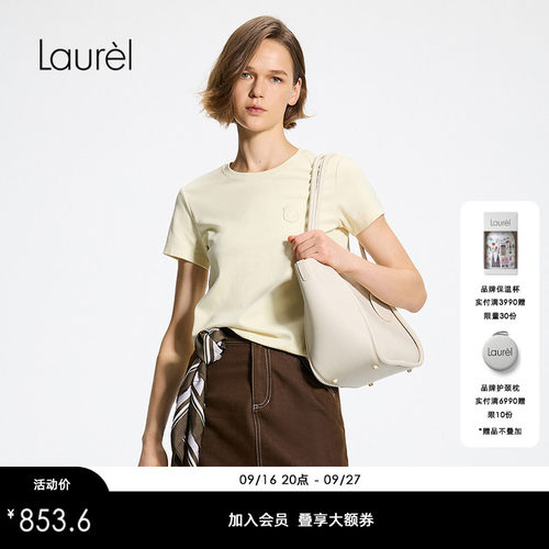 【粘纤】Laurel劳芮26夏新款经典圆领LOGO徽章T恤LWL372Z01000