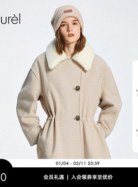 【绵羊毛】Laurel劳芮新款毛领驼绒收腰短款大衣LWL355D15500
