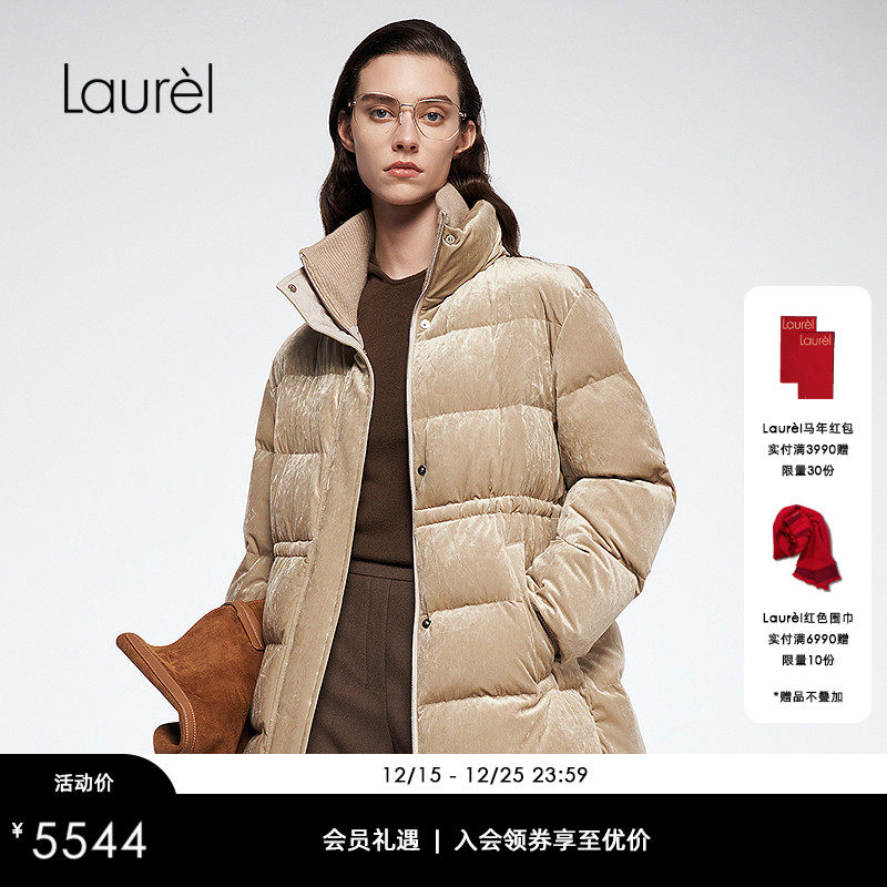 【醋酸丝绒】Laurel劳芮25秋新款一手长立领羽绒服LWL364L00500