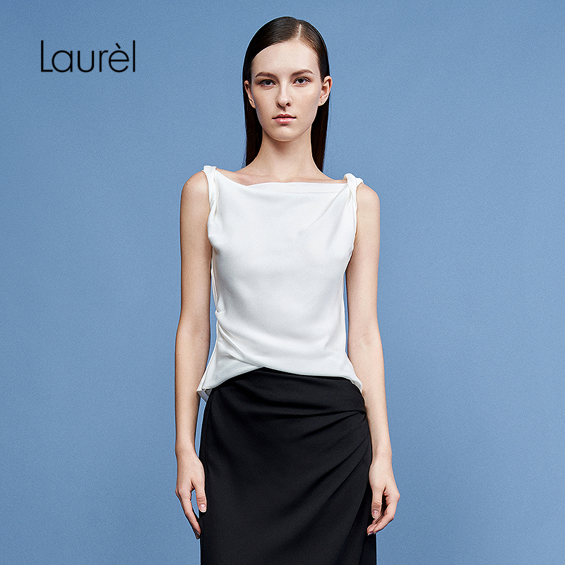 【诺特极简联名】Laurel劳芮25春新淡人垂褶背心T恤LWL362B01000