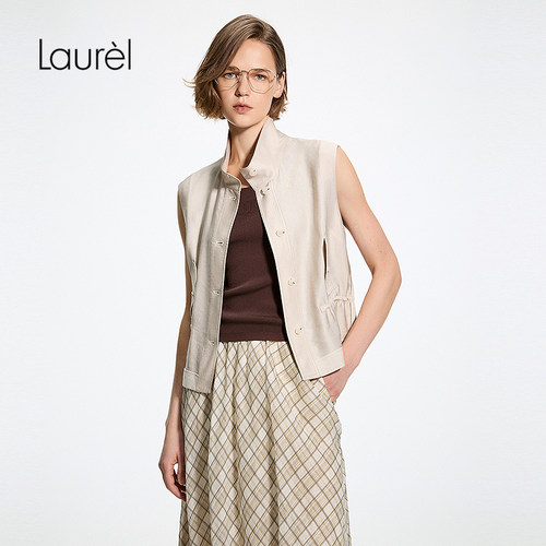 【Naia醋酸】Laurel劳芮26夏新款立领抽绳收腰马甲LWL372B01000