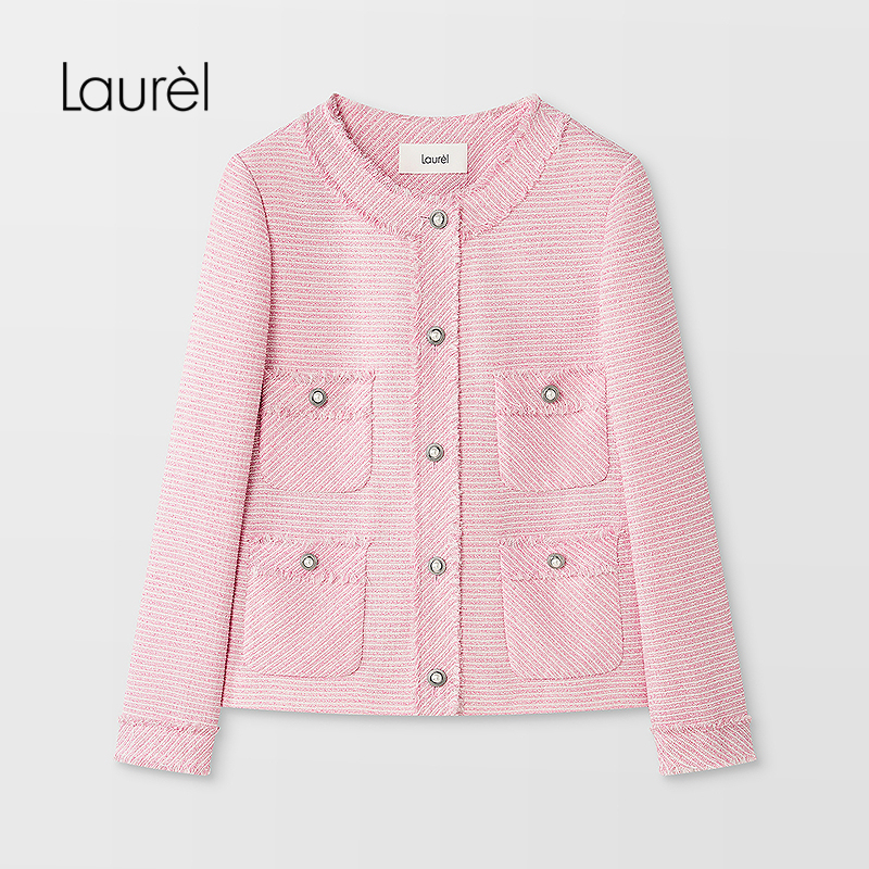 Laurel劳芮25秋新款小香风粗花呢短外套LWD366W00800